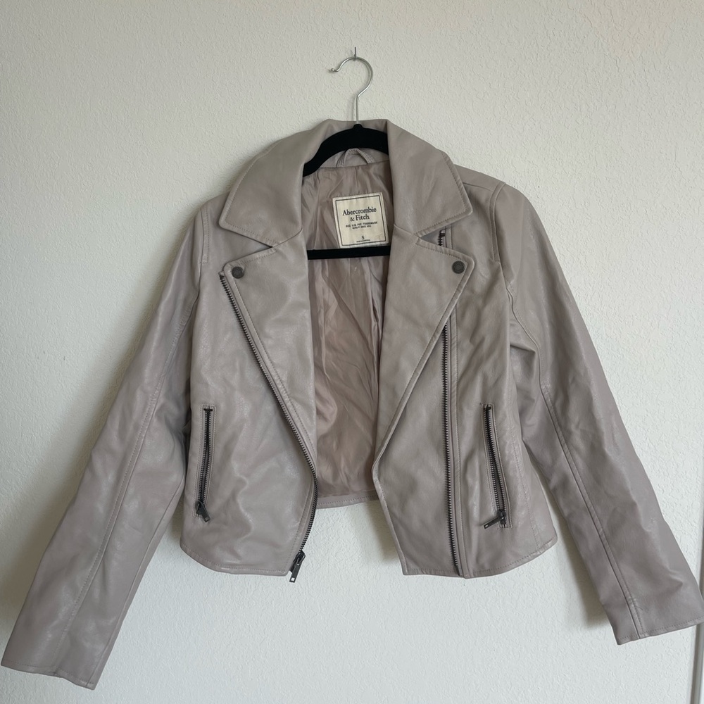 Abercrombie & Fitch Women's Gray/cream Leather Jacket